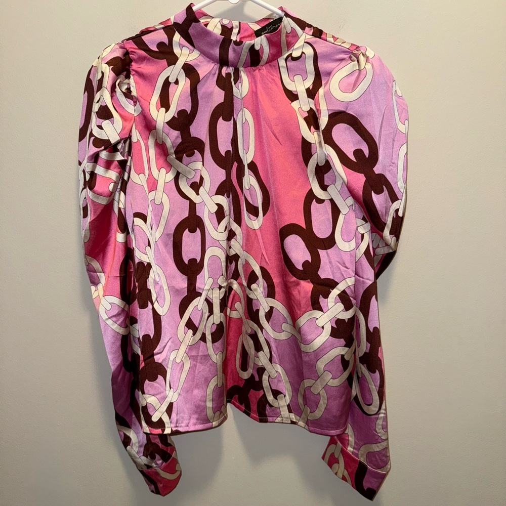 Pink and Brown Graphic Blouse